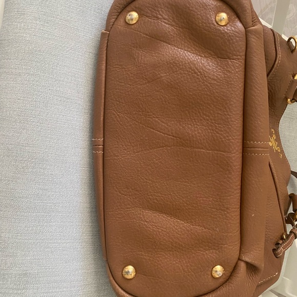 Prada Two Way Purse Handbag Vitello Pebbled Leather Caramel - Picture 13 of 13